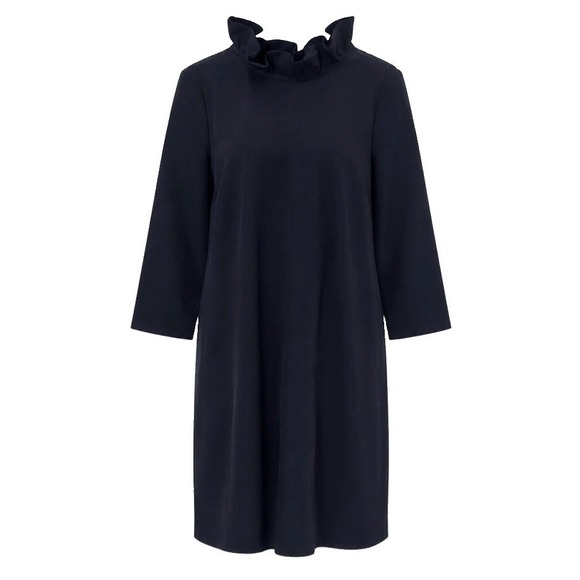 Tuckernuck Dresses & Skirts - Tuckernuck Daphne Dress Women XXL Navy Blue Ruffle Neck Bow Back NWT
